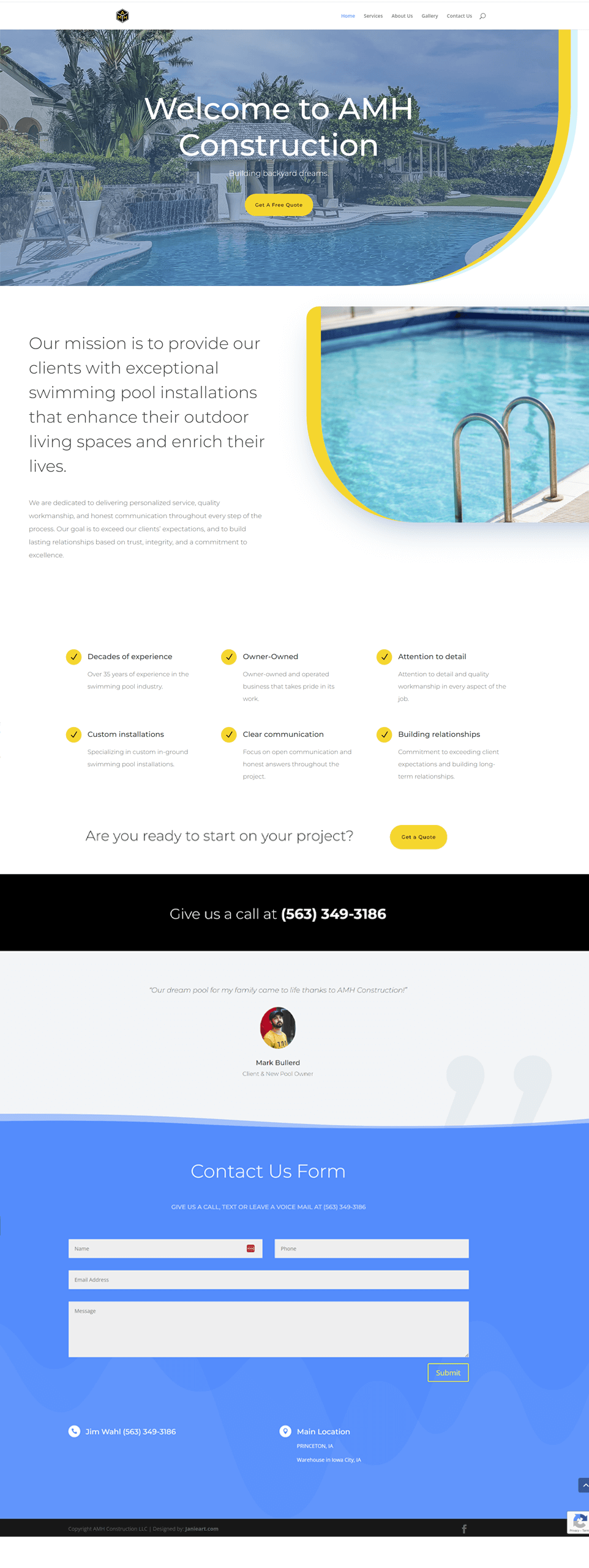 AMH Construction Full Website Design AMH Construction Full Website Design